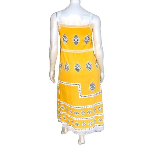 MISSLOOK Women’s Size XL Yellow & White Spaghetti Strap Bohemian Long Sundress - Picture 3 of 3
